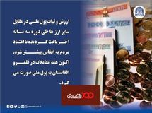 ثبات سه ساله پول ملی افغانستان 