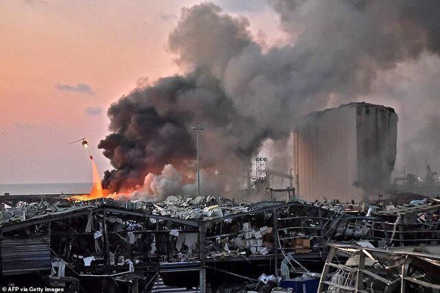 آسیب بزرگترین سیلوی غلات بیروت در انفجار مهیب