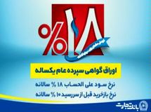 عرضه اوراق گواهی سپرده الکترونیکی ۱۸ درصد در بانک تجارت