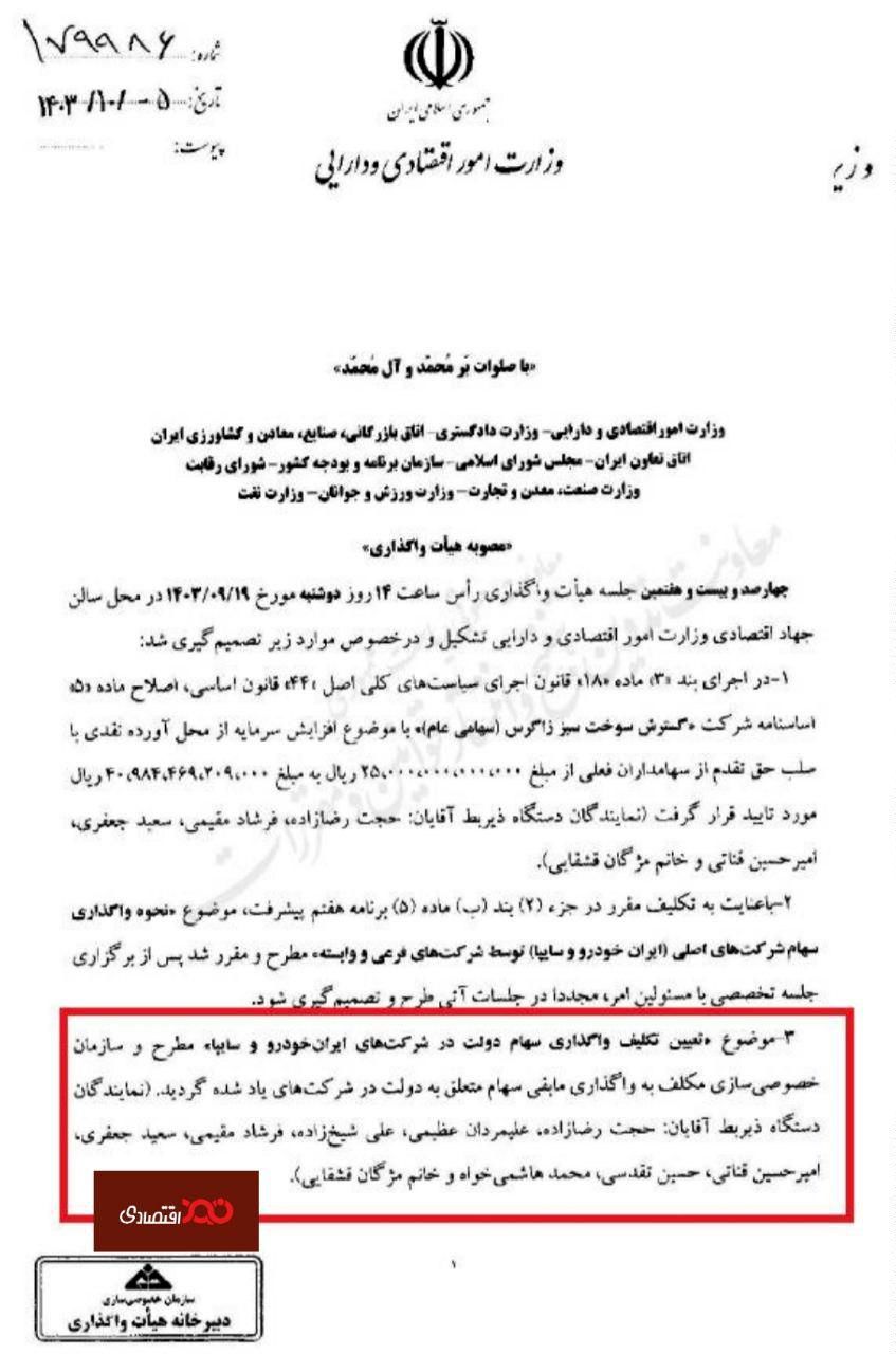ایرانخودرو و سایپا واگذار میشوند؟