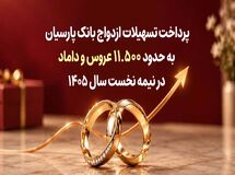 پرداخت تسهیلات ازدواج بانک پارسیان به حدود 11 هزار و 500 عروس و داماد در نیمه نخست سال 1405
