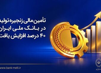 تأمین مالی زنجیره تولید در بانک ملی ایران ۴۰درصد افزایش یافت